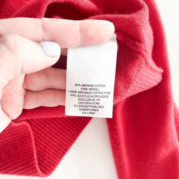 Banana Republic Women's Cardigan Sweater Embellished Rosette Fine Wool Red Small - Picture 4 of 7